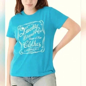 Lucky Brand Short Sleeved Tee Blue Logo T-shirt XXL Cotton Polyester  NWT
